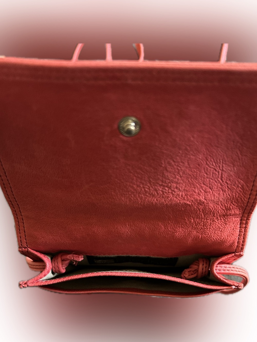Women's Coral Leather Crossbody Bag with Front Zip - Picture 5 of 6